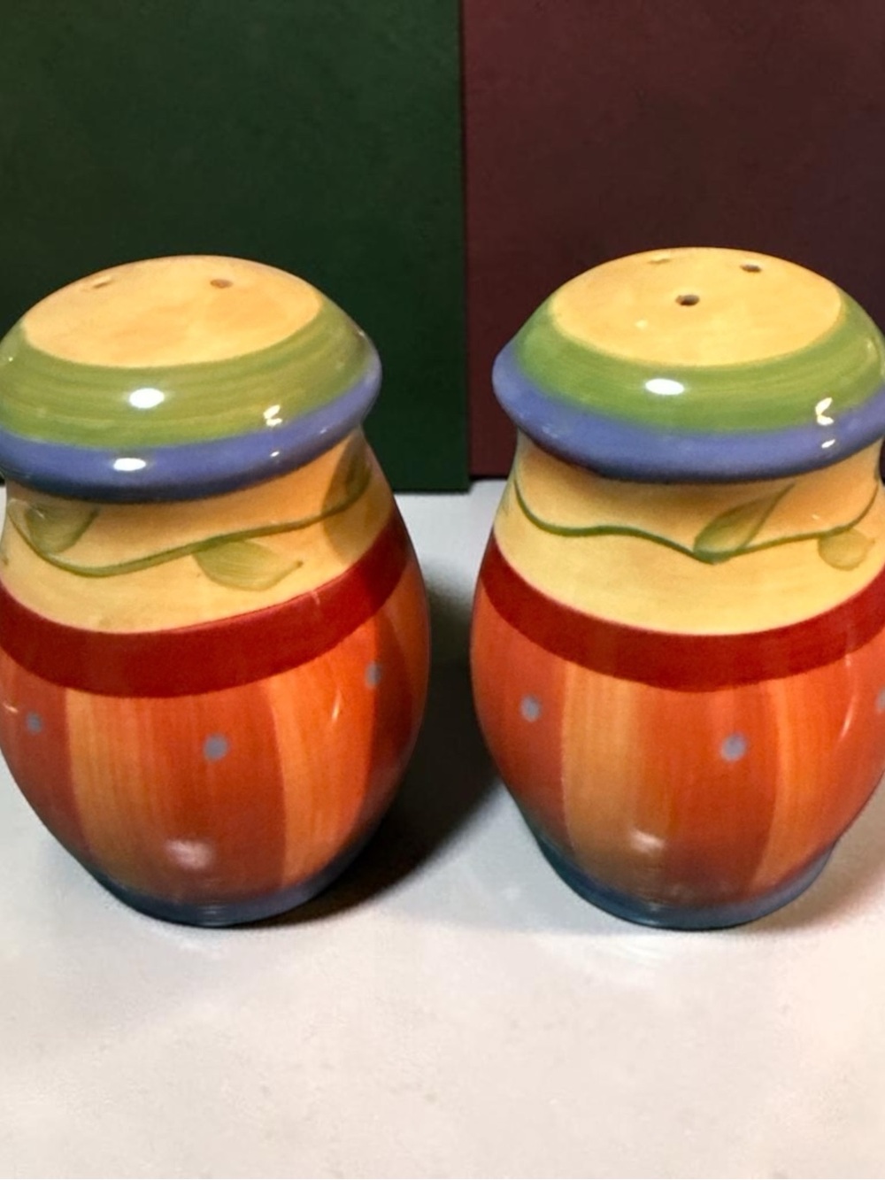 Pfaltzgraff Napoli hand painted salt and pepper shakers.